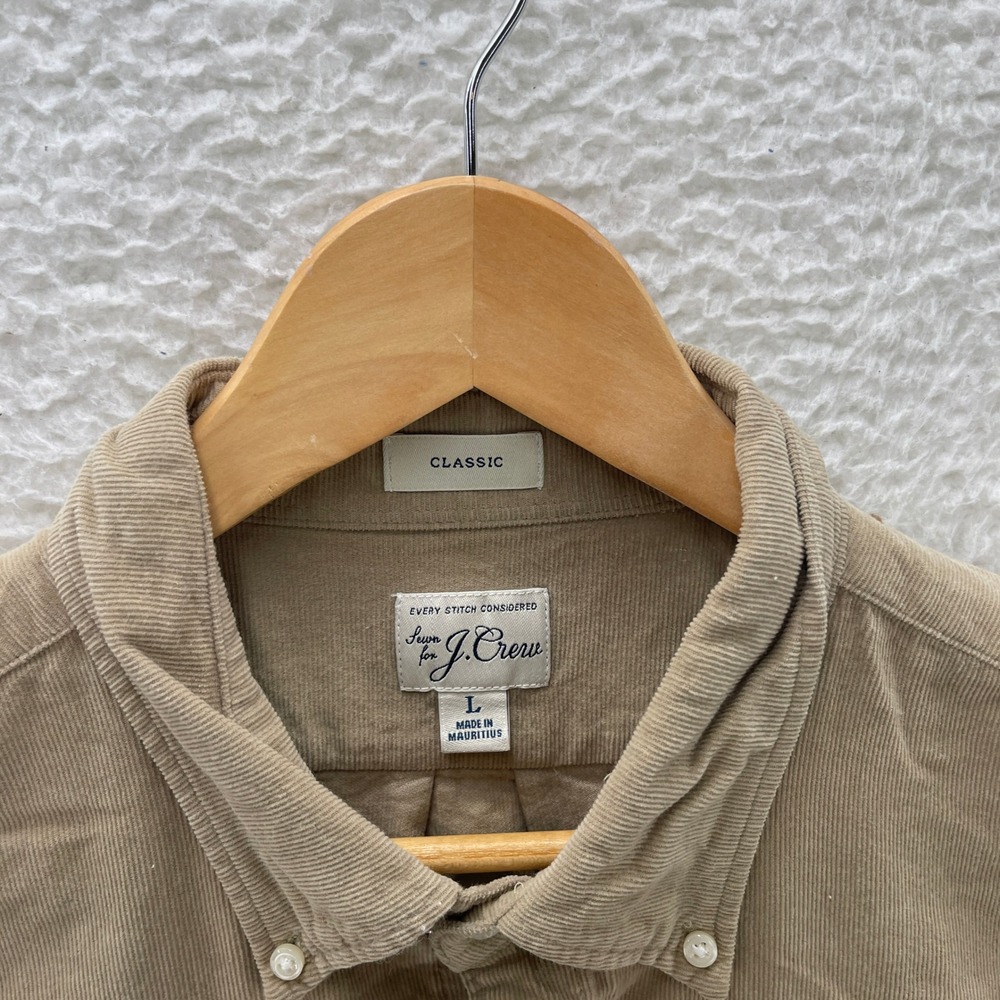 J Crew Shirt Mens Large Beige Corduroy Pinwale Outdoor Preppy Gorpcore Cabin - Picture 4 of 8